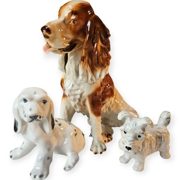 Vintage Romanian Porcelain Dog Collection Cocker Spaniel Dalmation Scottie - Picture 1 of 14